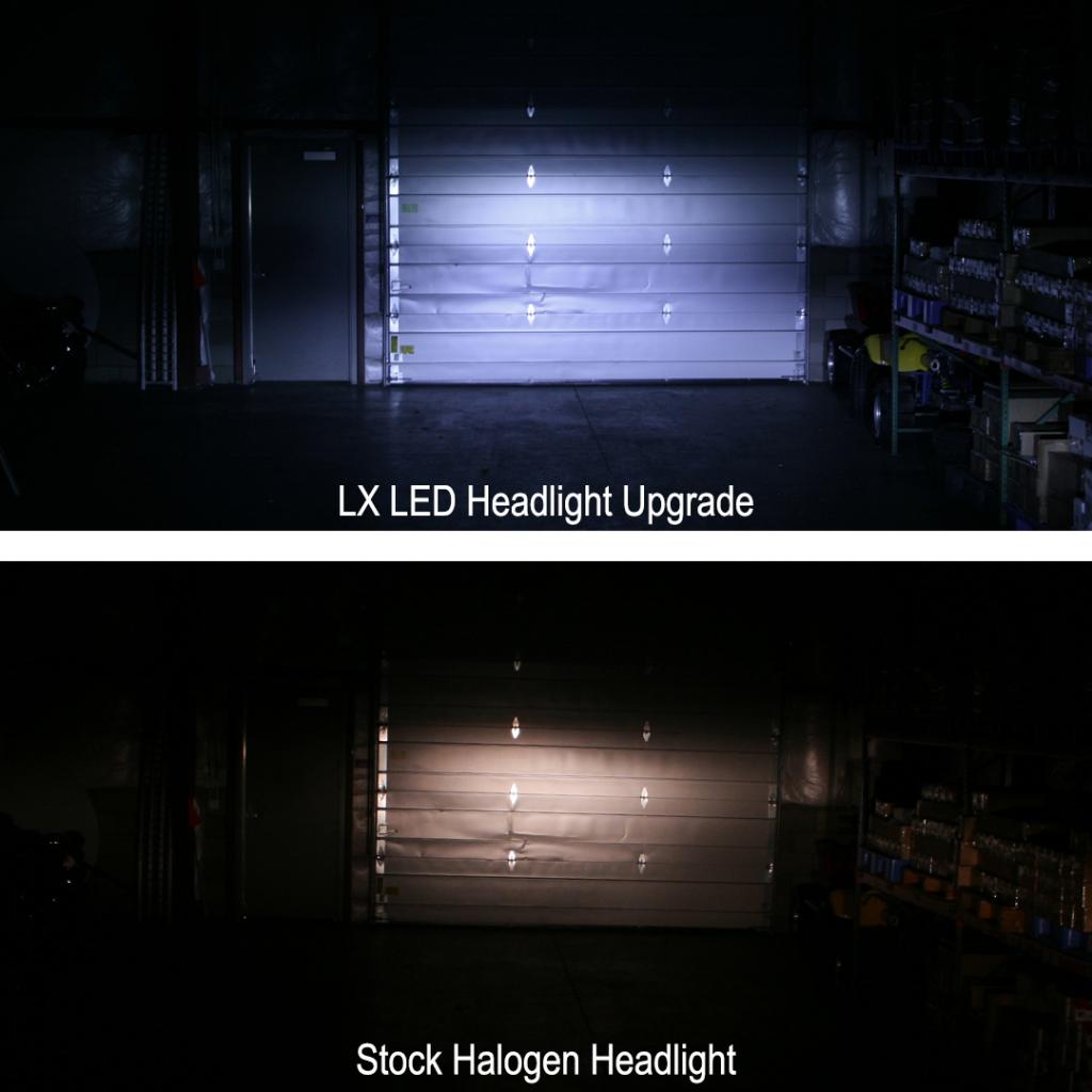 LX LED to Stock Headlight Comparison