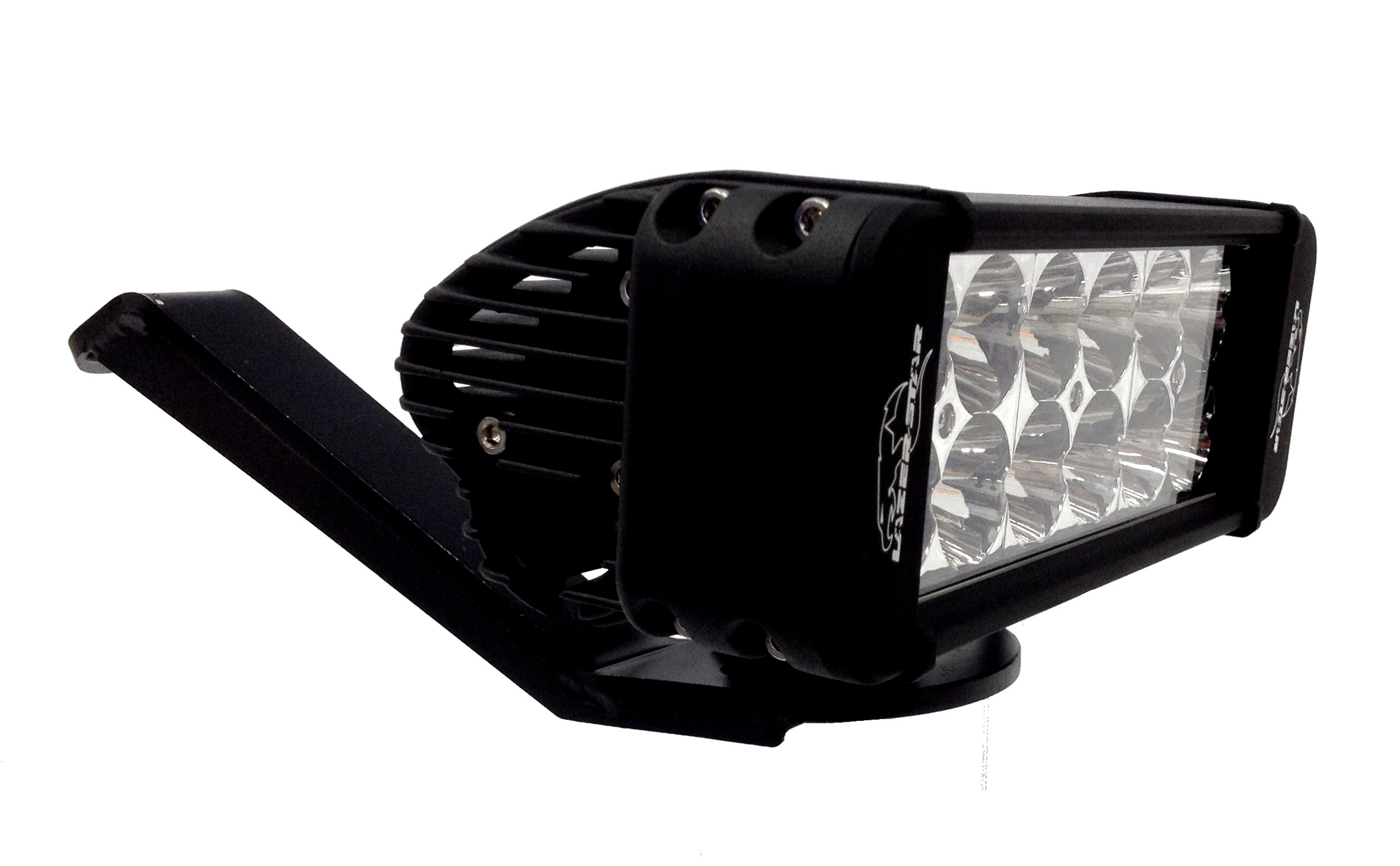 Lazer Star Lights LX LED ATV Handlebar Kit pictured here with the 8" Endeavour 3-watt LED and 4" Drop Bracket.