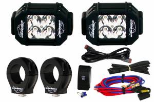 LX LED  - 3-Watt 2x2 A-Pillar Light UTV Kit with 1.75" Clamps - Wire Kit Included
