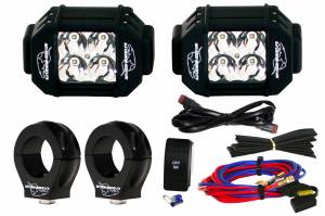 LX LED  - 3-Watt 2x2 A-Pillar Light UTV Kit with 1.50" Clamps - Wire Kit Included - Image 1