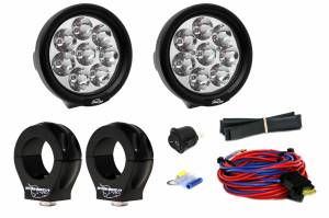 LX LED  - 3-Watt 4 Inch Round A-Pillar Light UTV Kit with 1.50" Clamps - Wire Kit Included - Image 1