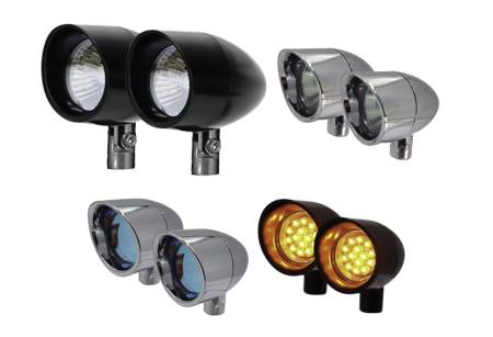 V-Twin / Motorcycle Lighting - Vizor Lights - Halogen Driving & Signal Lights